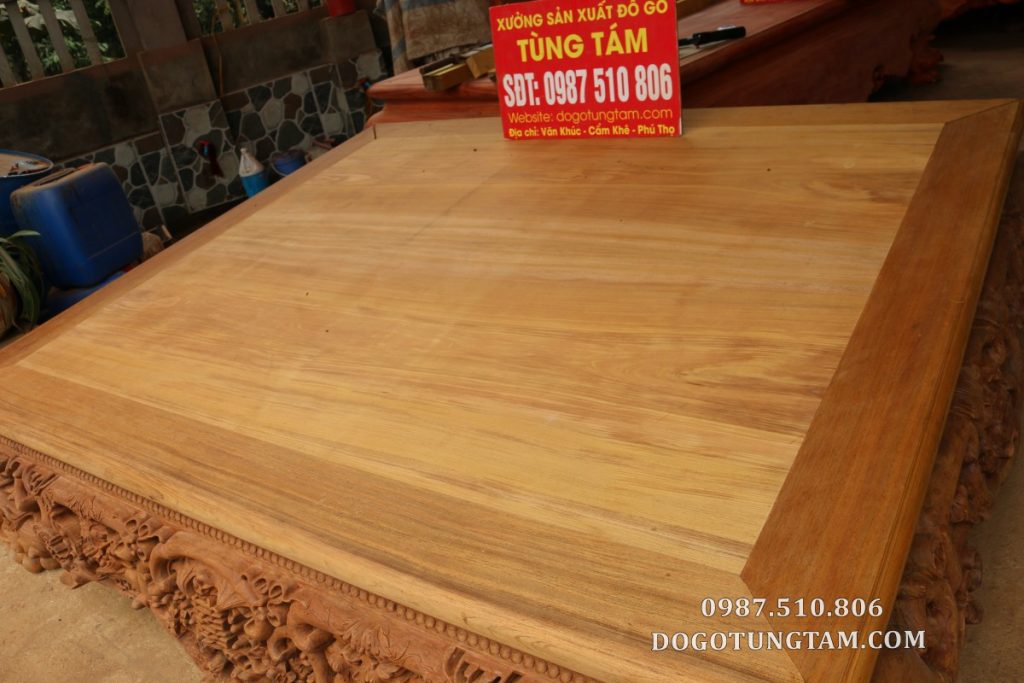 Sập Ngũ Phúc cổ liền gỗ gụ 1m8 2m2