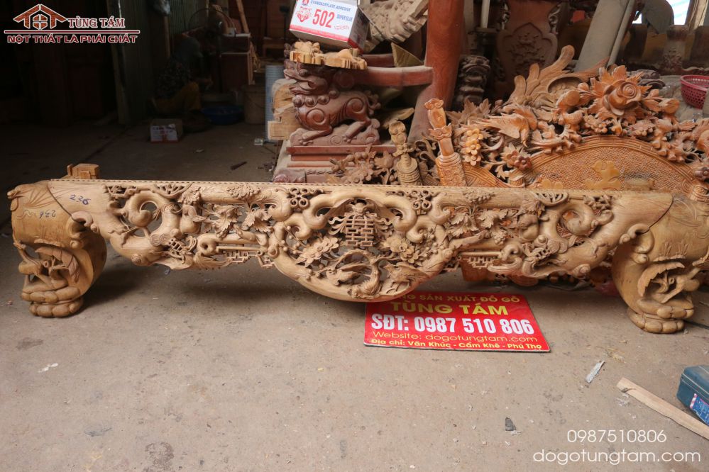 sập ngũ phúc gỗ gụ