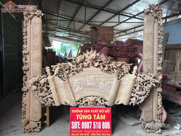 Cuốn thư Phúc mãn Đường | Cuốn Thư Câu Đối Gỗ Gụ