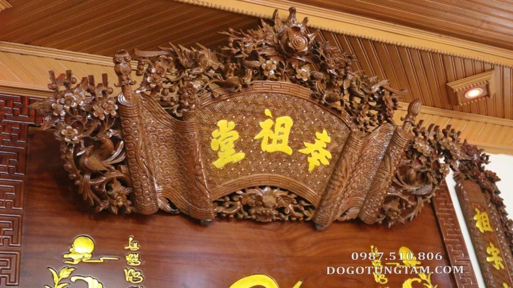 cuốn thu câu đối gỗ gụ