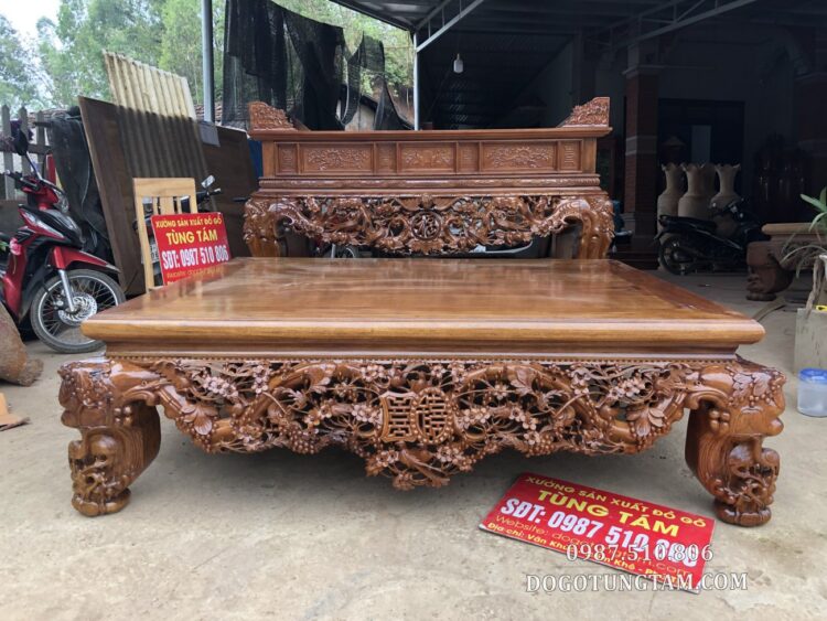 sập thập điểu quần mai gỗ gụ