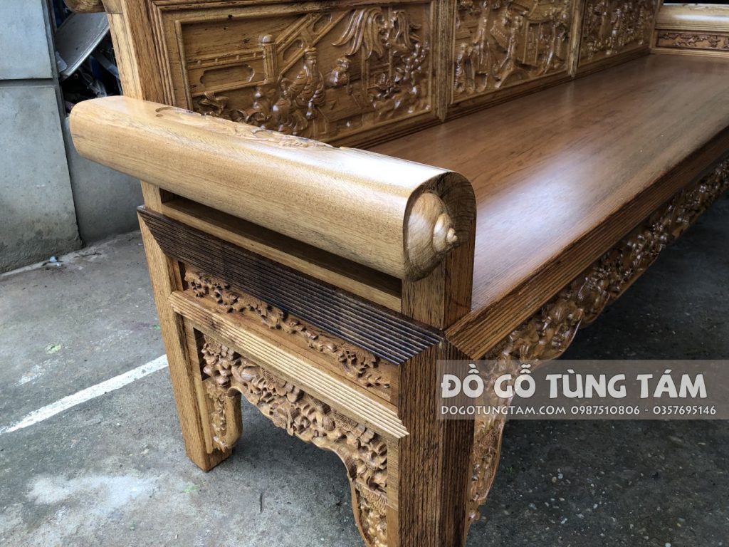 Trường Kỷ Gỗ Gụ Đục Tích Tam Quốc