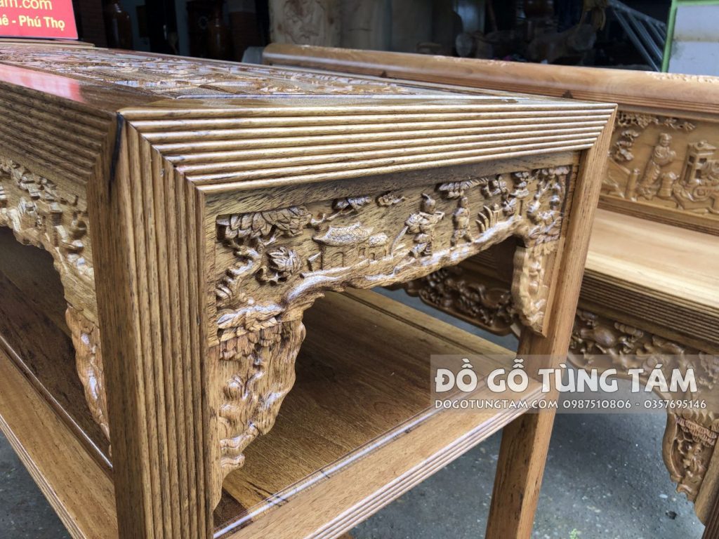 Trường Kỷ Gỗ Gụ Đục Tích Tam Quốc