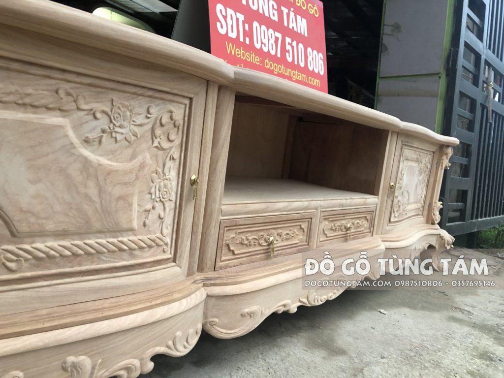 Kệ Tivi Louis Hoàng Gia gỗ Gõ Đỏ 2m4