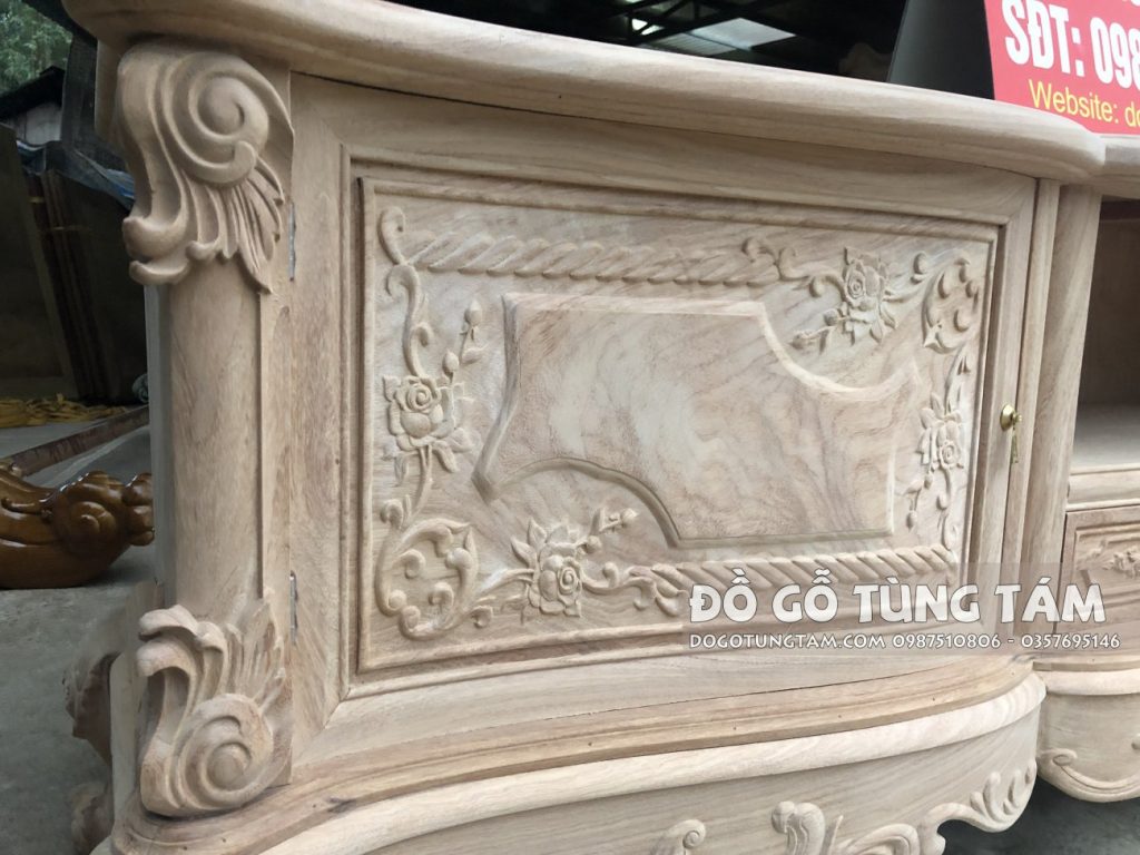Kệ Tivi Louis Hoàng Gia gỗ Gõ Đỏ 2m4