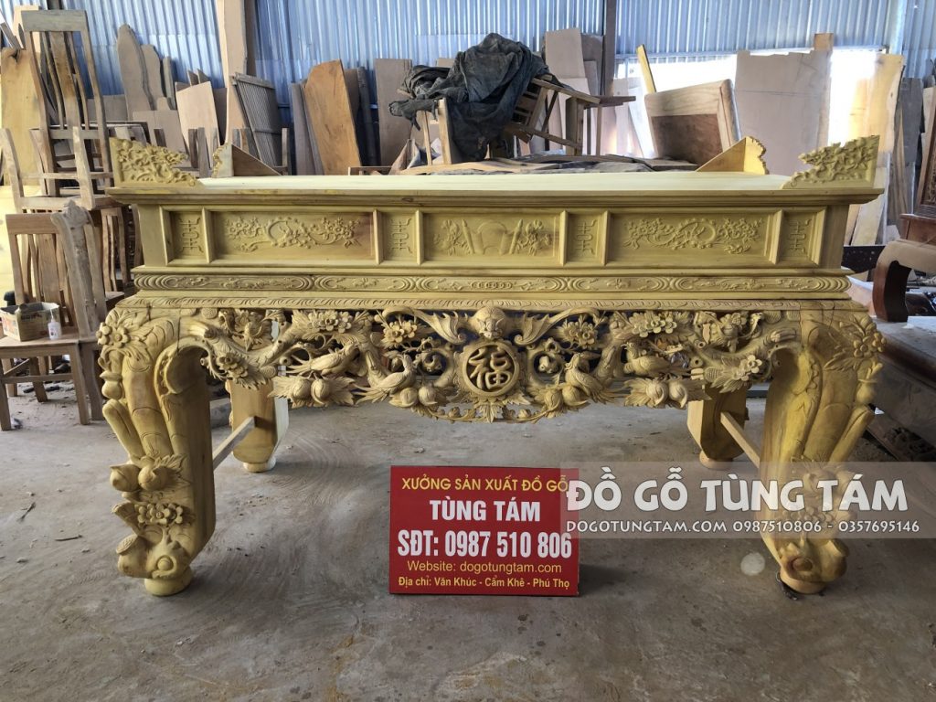 Sập Thờ Mai Điểu gỗ Mít Ta chân 24