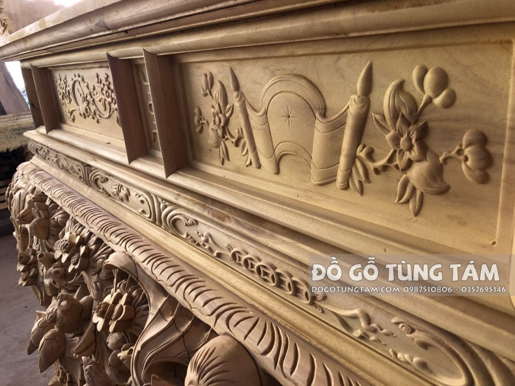Sập Thờ Mai Điểu gỗ Mít Ta chân 24