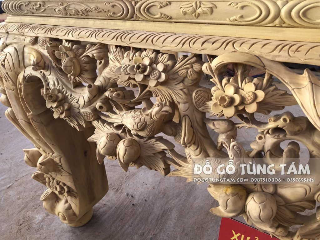 Sập Thờ Mai Điểu gỗ Mít Ta chân 24