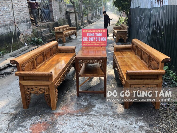 Bộ ghế trường kỷ gỗ đinh thối chọn vân chun